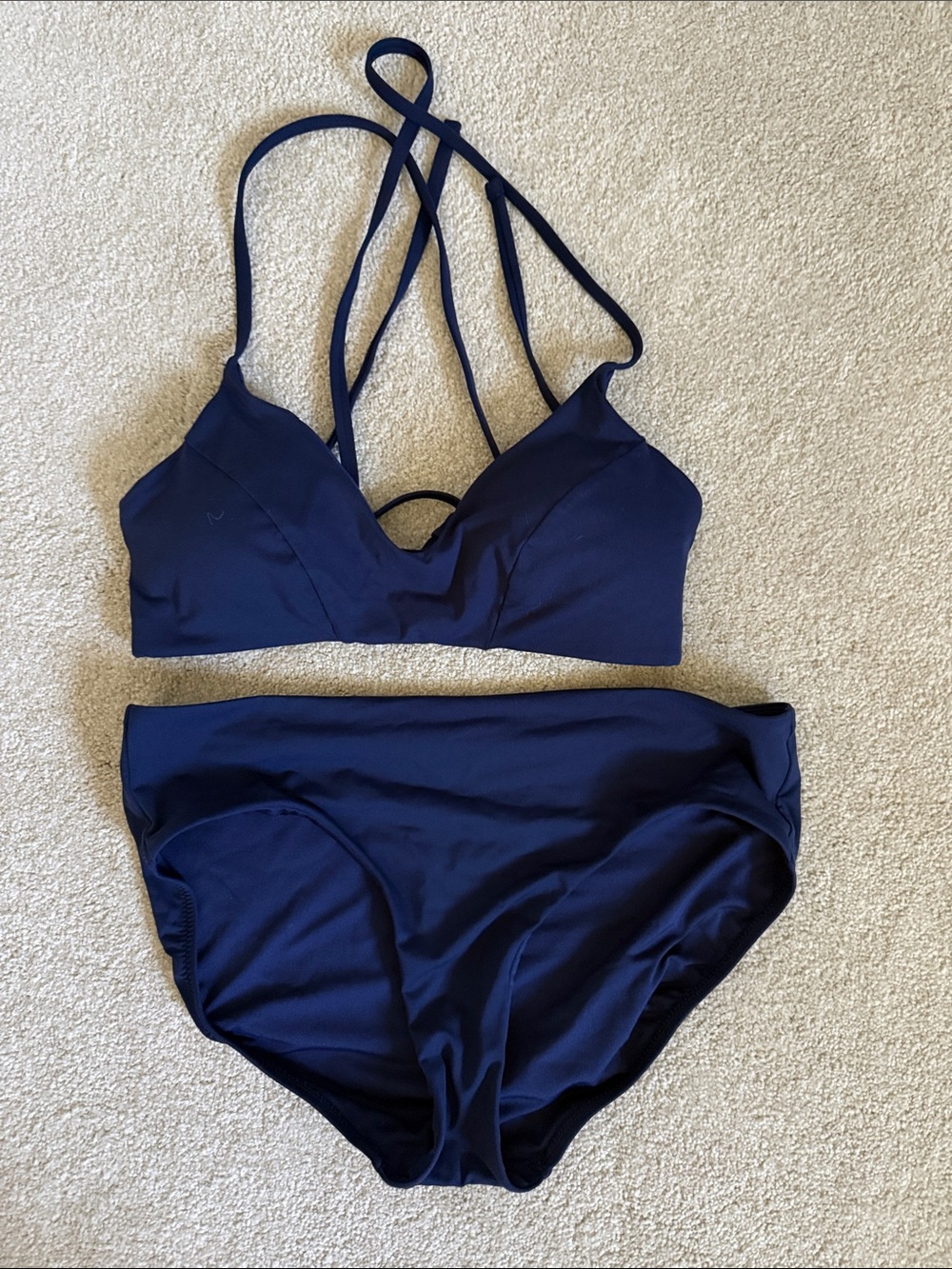 Athleta Navy Blue Bikini Top and Bottom- M